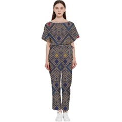 Pattern Flower Design Batwing Lightweight Chiffon Jumpsuit by Ravend