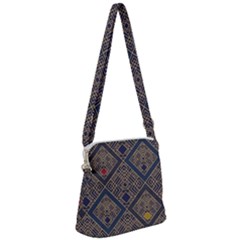 Pattern Flower Design Zipper Messenger Bag