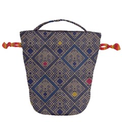 Pattern Flower Design Drawstring Bucket Bag