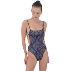 Pattern Flower Design Tie Strap One Piece Swimsuit