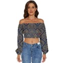 Pattern Seamless Antique Luxury Long Sleeve Crinkled Weave Crop Top View1