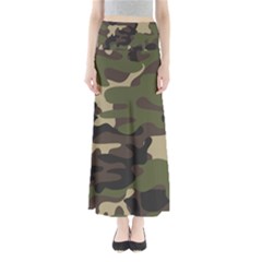 Texture Military Camouflage Repeats Seamless Army Green Hunting Full Length Maxi Skirt by Ravend