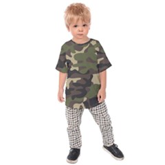 Texture Military Camouflage Repeats Seamless Army Green Hunting Kids  Raglan T-shirt