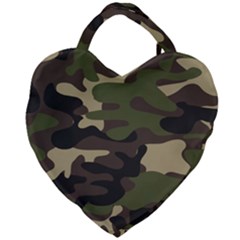 Texture Military Camouflage Repeats Seamless Army Green Hunting Giant Heart Shaped Tote by Ravend