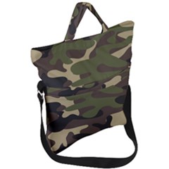 Texture Military Camouflage Repeats Seamless Army Green Hunting Fold Over Handle Tote Bag by Ravend