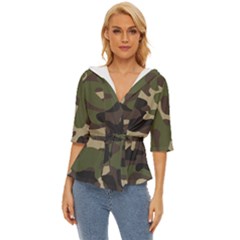 Texture Military Camouflage Repeats Seamless Army Green Hunting Lightweight Drawstring Hooded Top