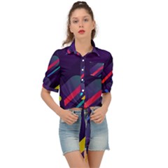 Colorful Abstract Background Tie Front Shirt 