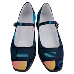 Gradient Geometric Shapes Dark Background Women s Mary Jane Shoes by Ravend