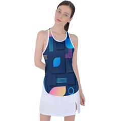 Gradient Geometric Shapes Dark Background Racer Back Mesh Tank Top