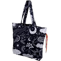 Vector Set Sketch Drawn With Space Drawstring Tote Bag by Ravend