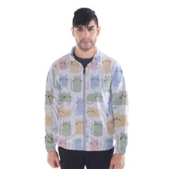 Cute Cat Colorful Cartoon Doodle Seamless Pattern Men s Windbreaker by Ravend