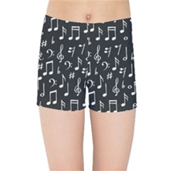 Chalk Music Notes Signs Seamless Pattern Kids  Sports Shorts by Ravend