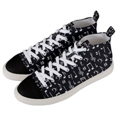 Chalk Music Notes Signs Seamless Pattern Men s Mid-top Canvas Sneakers by Ravend