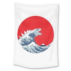 The Great Wave Of Kaiju Large Tapestry by Cendanart