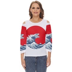 The Great Wave Of Kaiju Cut Out Wide Sleeve Top