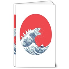 The Great Wave Of Kaiju 8  X 10  Softcover Notebook by Cendanart