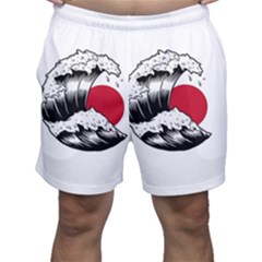 Japanese Sun & Wave Men s Shorts by Cendanart