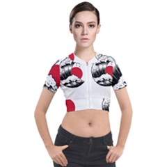 Japanese Sun & Wave Short Sleeve Cropped Jacket by Cendanart