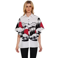 Japanese Sun & Wave Women s Batwing Button Up Shirt