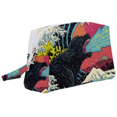 Retro Wave Kaiju Godzilla Japanese Pop Art Style Wristlet Pouch Bag (large) by Cendanart