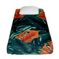 Green Tropical Leaves Fitted Sheet (single Size) by Jack14