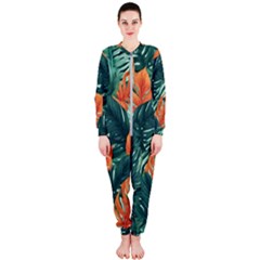 Green Tropical Leaves Onepiece Jumpsuit (ladies) by Jack14