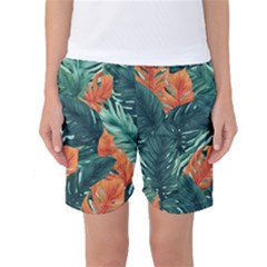 Green Tropical Leaves Women s Basketball Shorts by Jack14