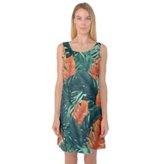 Green Tropical Leaves Sleeveless Satin Nightdress by Jack14