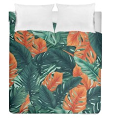 Green Tropical Leaves Duvet Cover Double Side (queen Size)