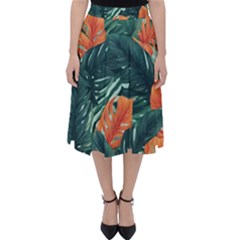 Green Tropical Leaves Classic Midi Skirt by Jack14