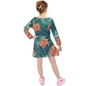 Green Tropical Leaves Kids  Long Sleeve Velvet Dress View2