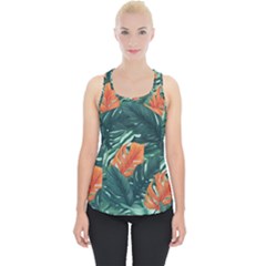 Green Tropical Leaves Piece Up Tank Top