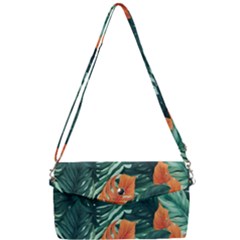 Green Tropical Leaves Removable Strap Clutch Bag by Jack14