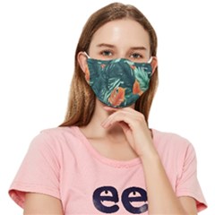 Green Tropical Leaves Fitted Cloth Face Mask (adult)