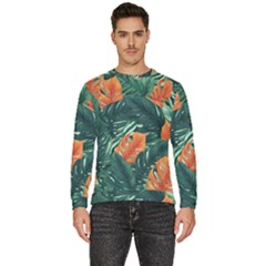 Green Tropical Leaves Men s Fleece Sweatshirt