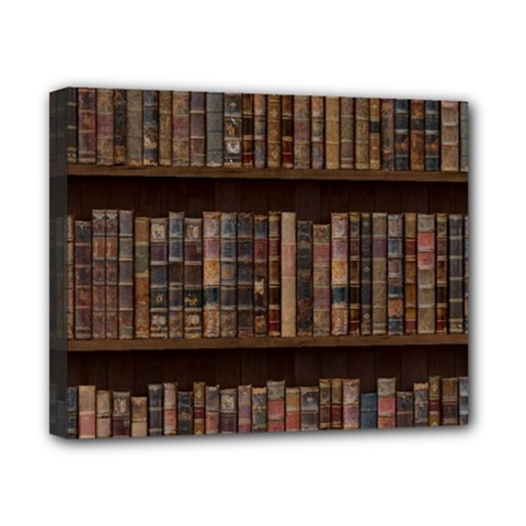 Old Bookshelf Orderly Antique Books Canvas 10  x 8  (Stretched)