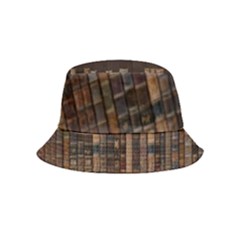 Old Bookshelf Orderly Antique Books Bucket Hat (kids) by Cendanart