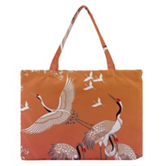 Japanese Crane Painting Of Birds Zipper Medium Tote Bag