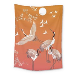 Japanese Crane Painting Of Birds Medium Tapestry by Cendanart
