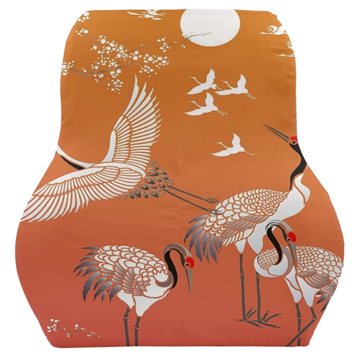 Japanese Crane Painting Of Birds Car Seat Back Cushion 