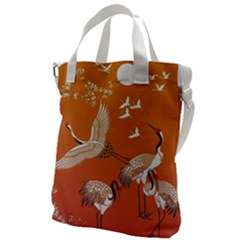 Japanese Crane Painting Of Birds Canvas Messenger Bag