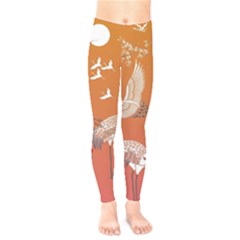 Japanese Crane Painting Of Birds Kids  Classic Winter Leggings