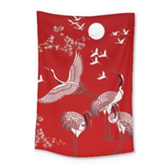 Japanese Crane Bird Art Small Tapestry by Cendanart