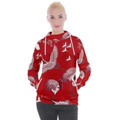 Japanese Crane Bird Art Women s Hooded Pullover by Cendanart