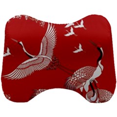 Japanese Crane Bird Art Head Support Cushion by Cendanart