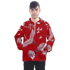 Japanese Crane Bird Art Men s Half Zip Pullover by Cendanart