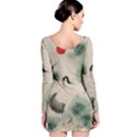 Japanese Crane Painting Of Bird Long Sleeve Velvet Bodycon Dress View2