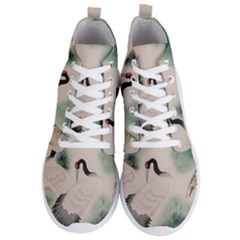 Japanese Crane Painting Of Bird Men s Lightweight High Top Sneakers by Cendanart