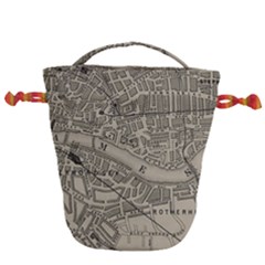 Vintage London Map Drawstring Bucket Bag