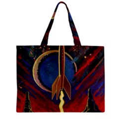 Rocket Painting Zipper Mini Tote Bag by Cendanart